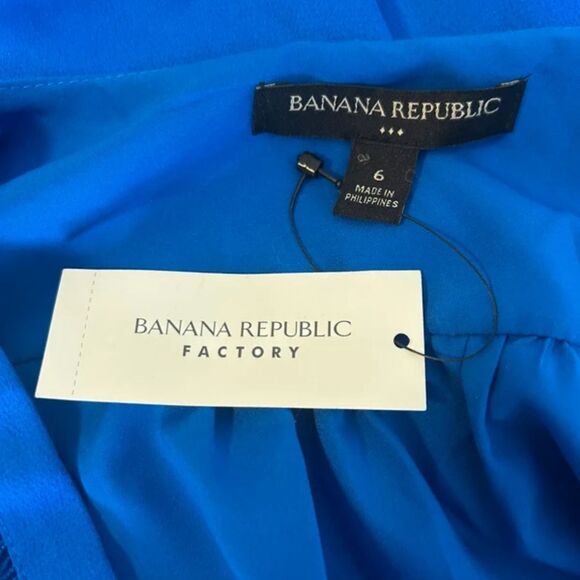 Banana Republic Factory Blue V-Neck Dress Size 6 NWT Pockets Stitching Lined - Picture 6 of 8